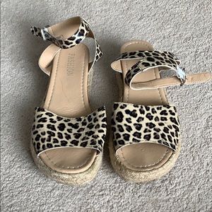 Cheetah platform sandals